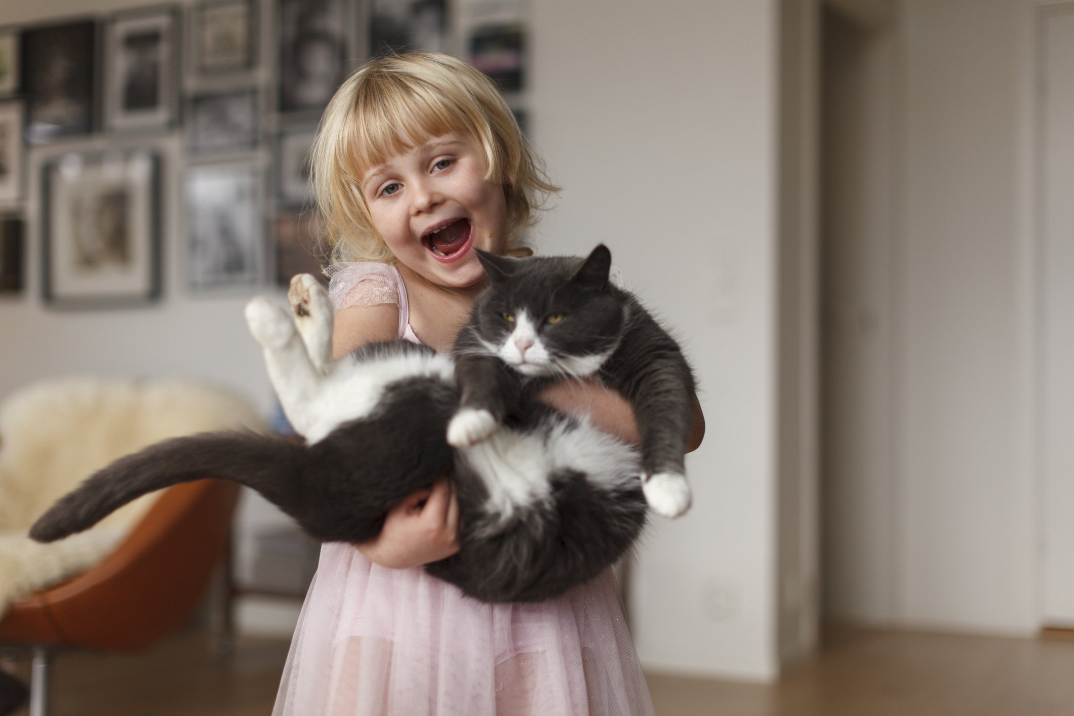 Glückliches Mädchen mit Katze. I Quelle: Getty Images