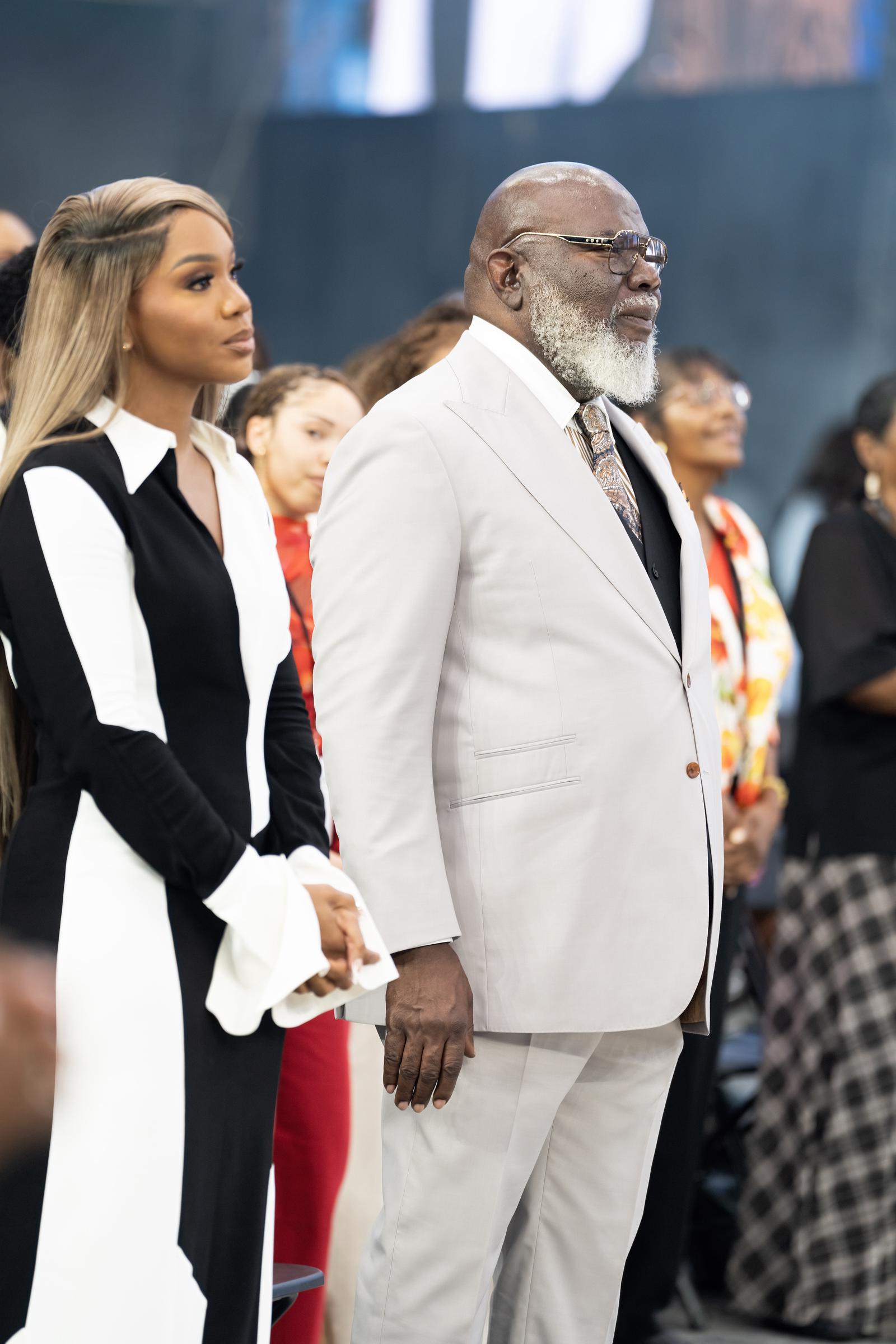 Pastor Sarah Jakes Roberts and Bishop T.D. Jakes on September 28, 2024, in Arlington, Texas | Source: Getty Images