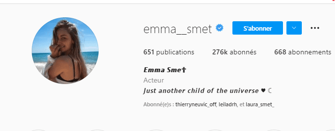 Profil instagram | Photo : instagram/emma__smet