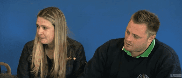 Kelly and Daniel Peat during a press conference on June 2, 2015 in Mansfield, Derbyshire, Source: YouTube/5 News