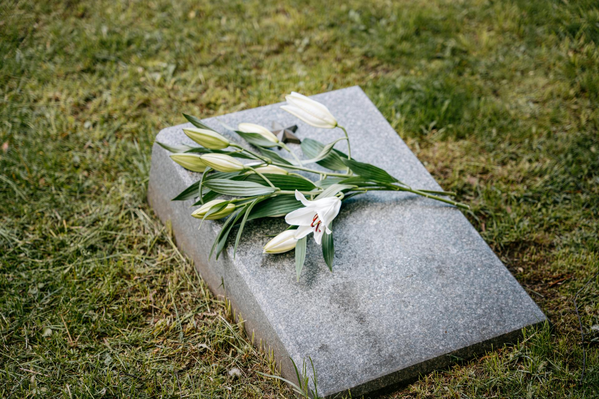 Flowers on a tombstone | Source: Pexels