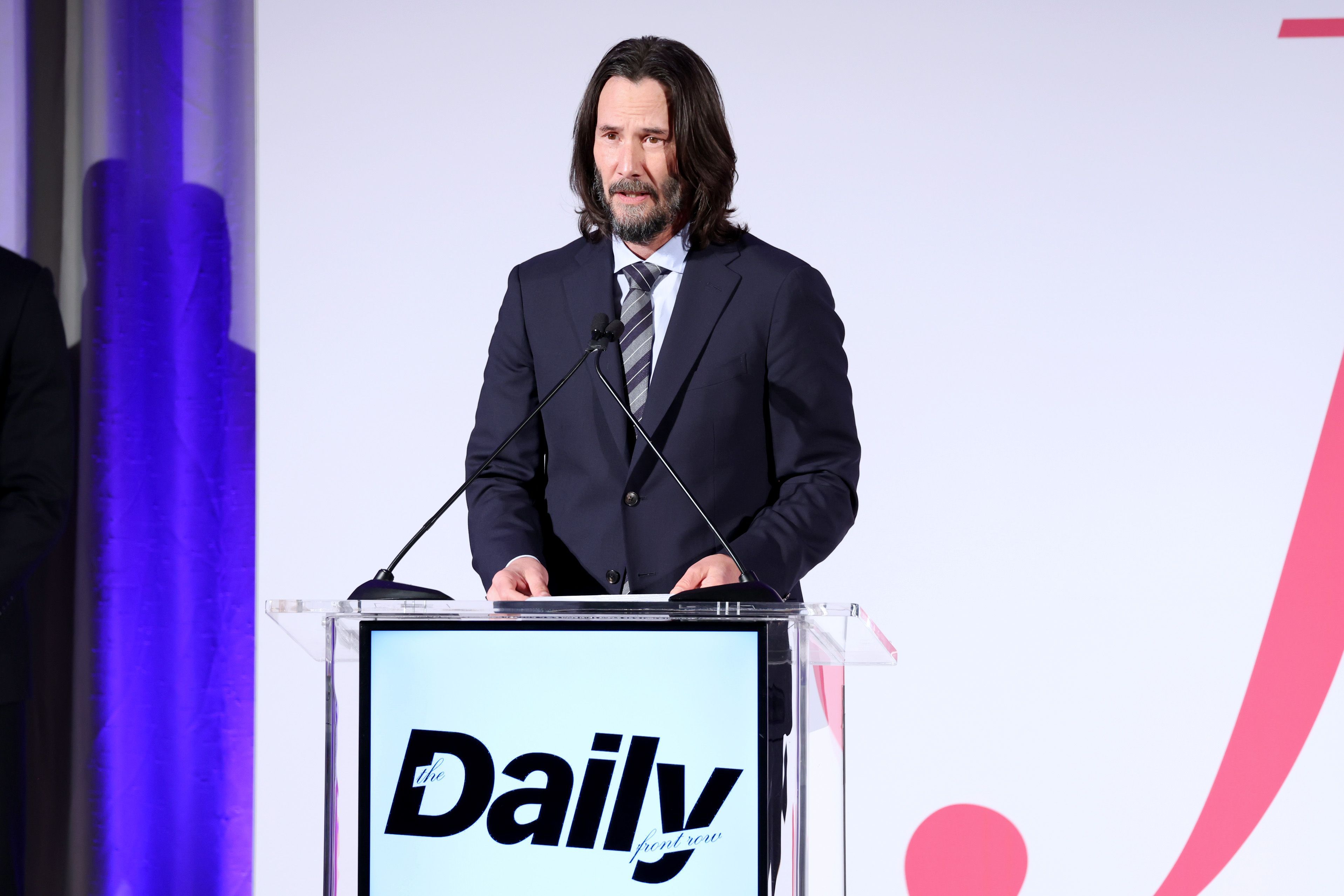 Keanu Reeves delivers a speech at The Daily Front Row's Seventh Annual Fashion Los Angeles Awards, held at The Beverly Hills Hotel on April 23, 2023 | Source: Getty Images