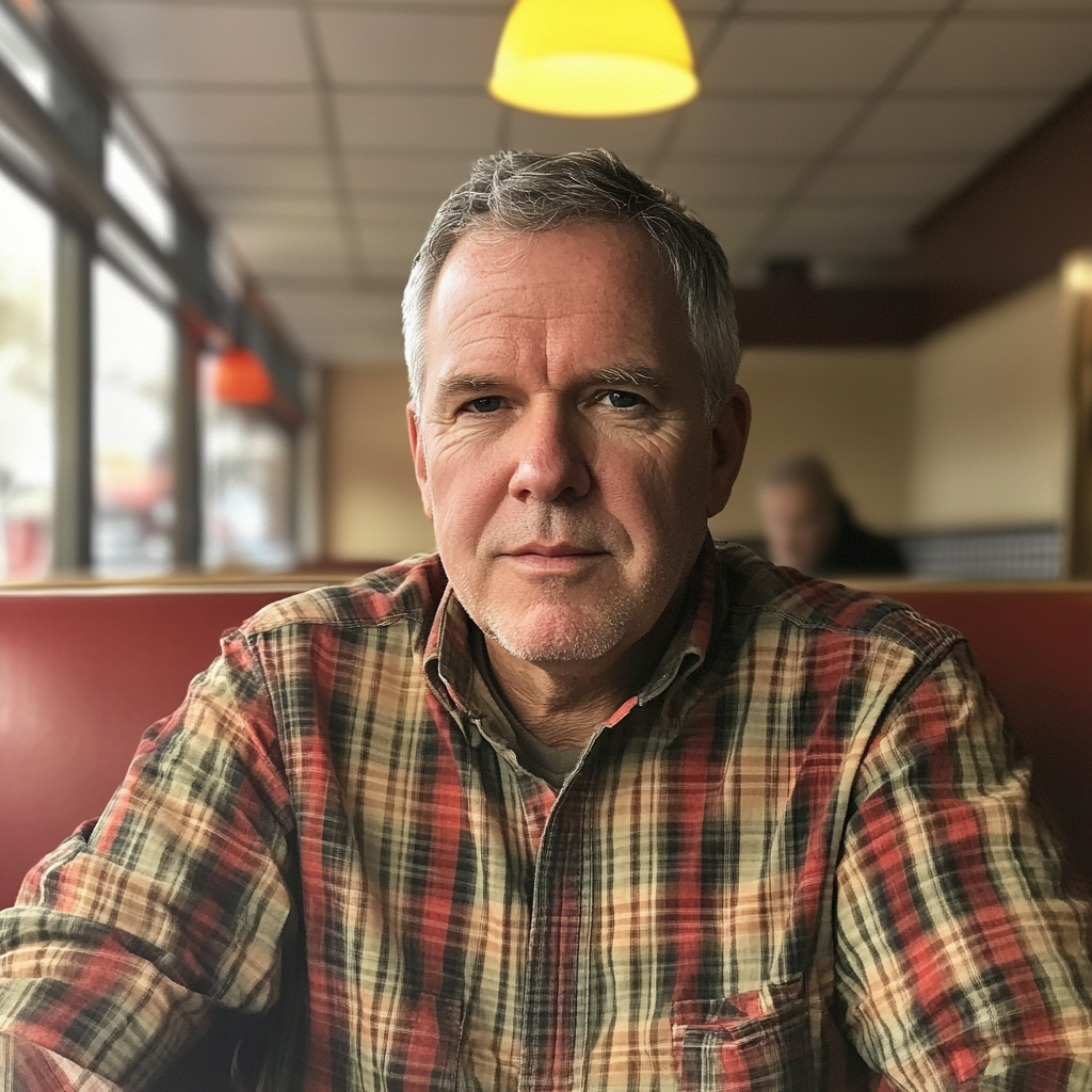 A man sitting in a booth at a diner | Source: Midjourney