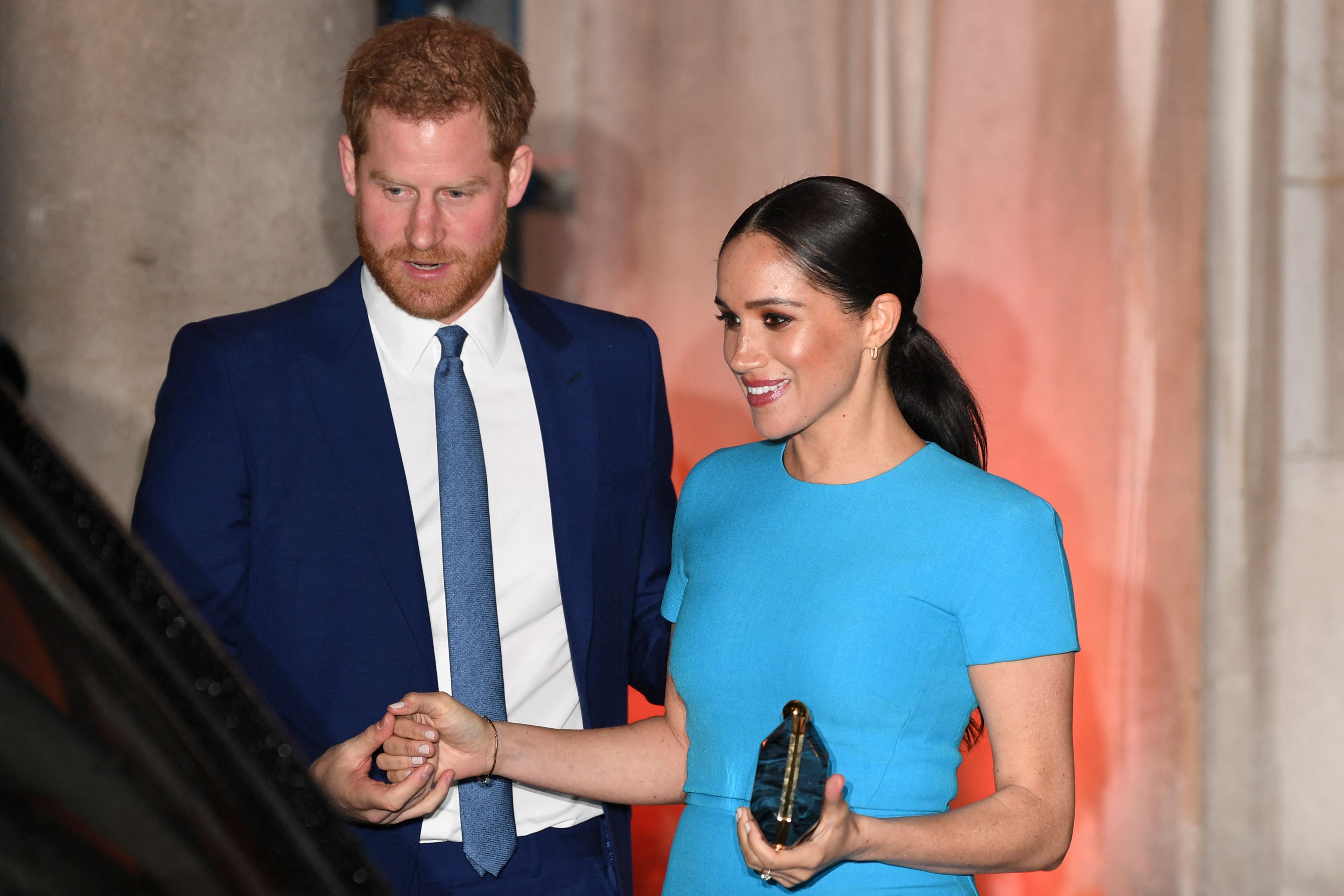 Britain's Prince Harry, Duke of Sussex, and Meghan, Duchess of Sussex leave after attending the Endeavour Fund Awards at Mansion House in London on March 5, 2020. | Source: Getty Images