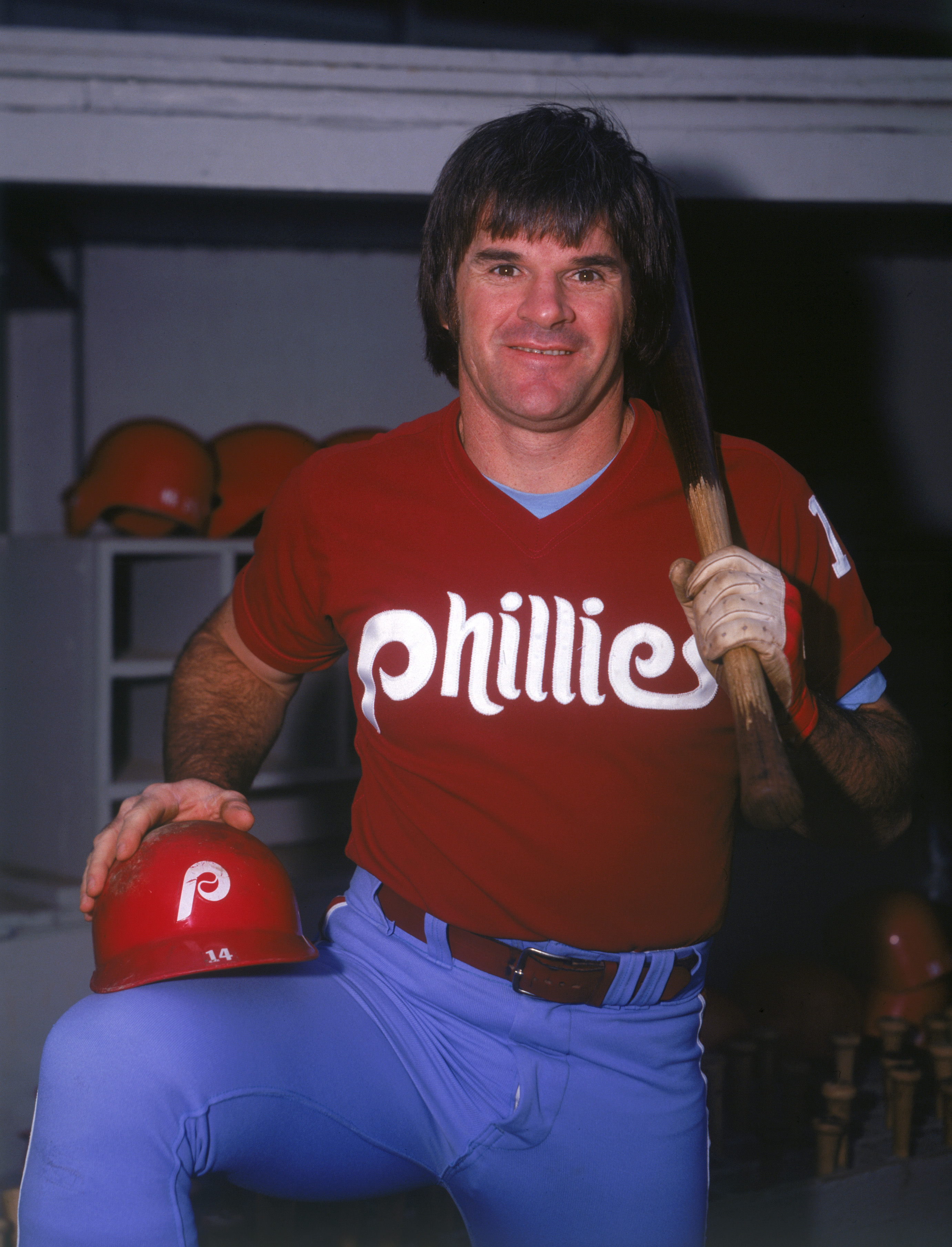 Pete Rose of the Philadelphia Phillies poses for a portrait in the dugout before a season game in 1979 | Source: Getty Images