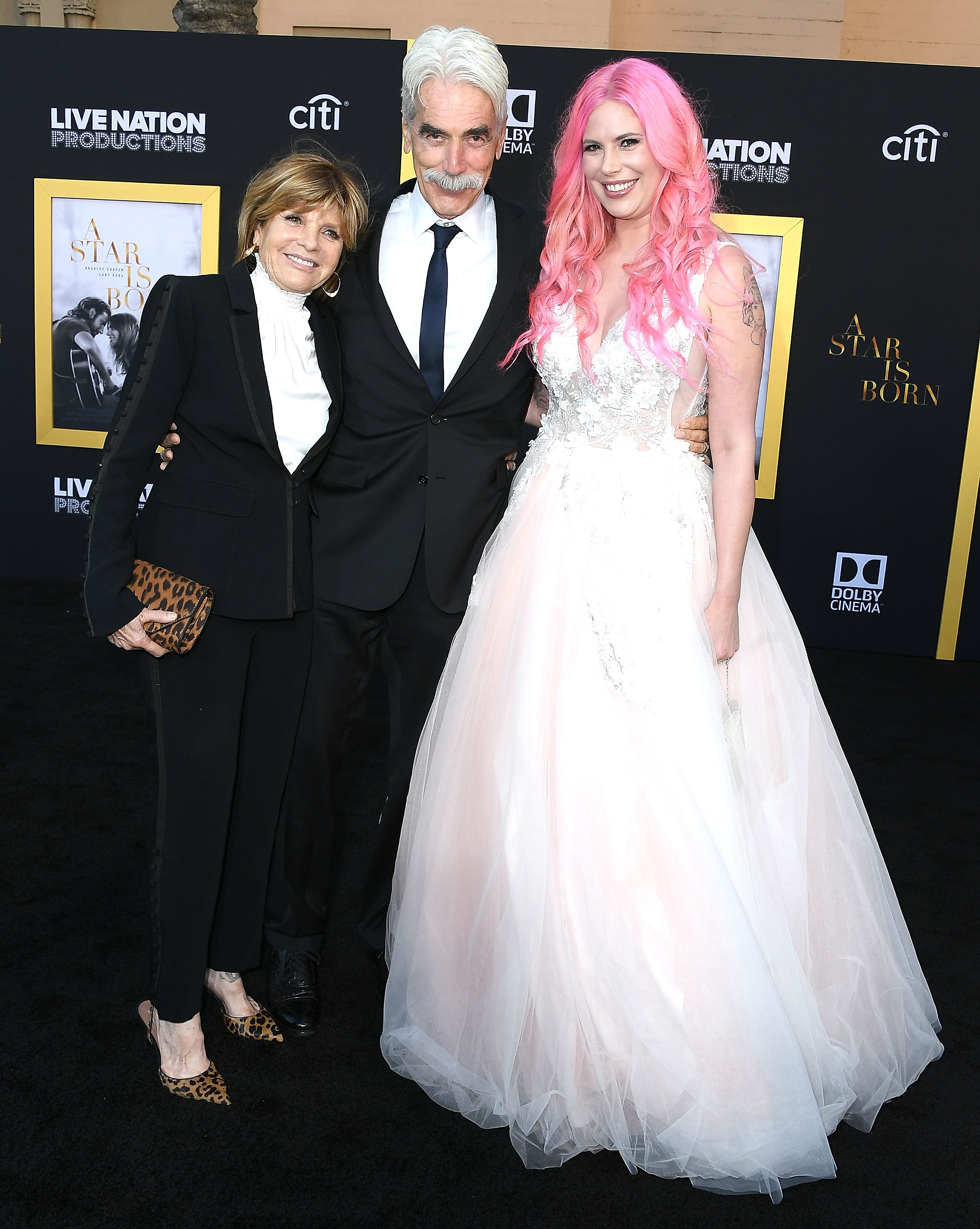 Sam Elliott, Katharine Ross; Cleo Rose Elliott attending the Premiere Of Warner Bros. Pictures' "A Star Is Born" on September 24, 2018, in Los Angeles.│Source: Getty Images
