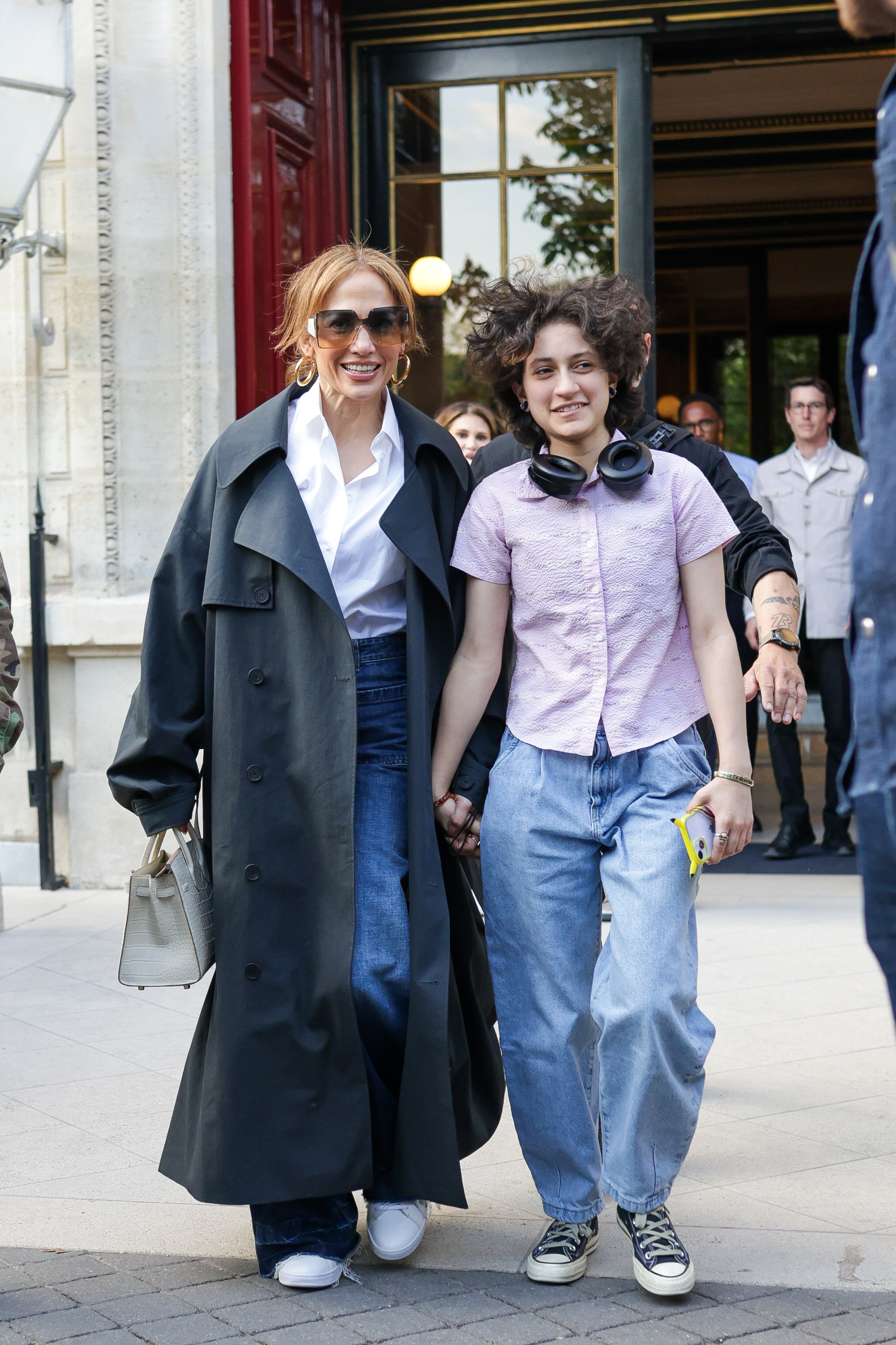 Jennifer Lopez and Emme Muñiz are seen leaving their hotel on May 9, 2024, in Paris, France. | Source: Getty Images