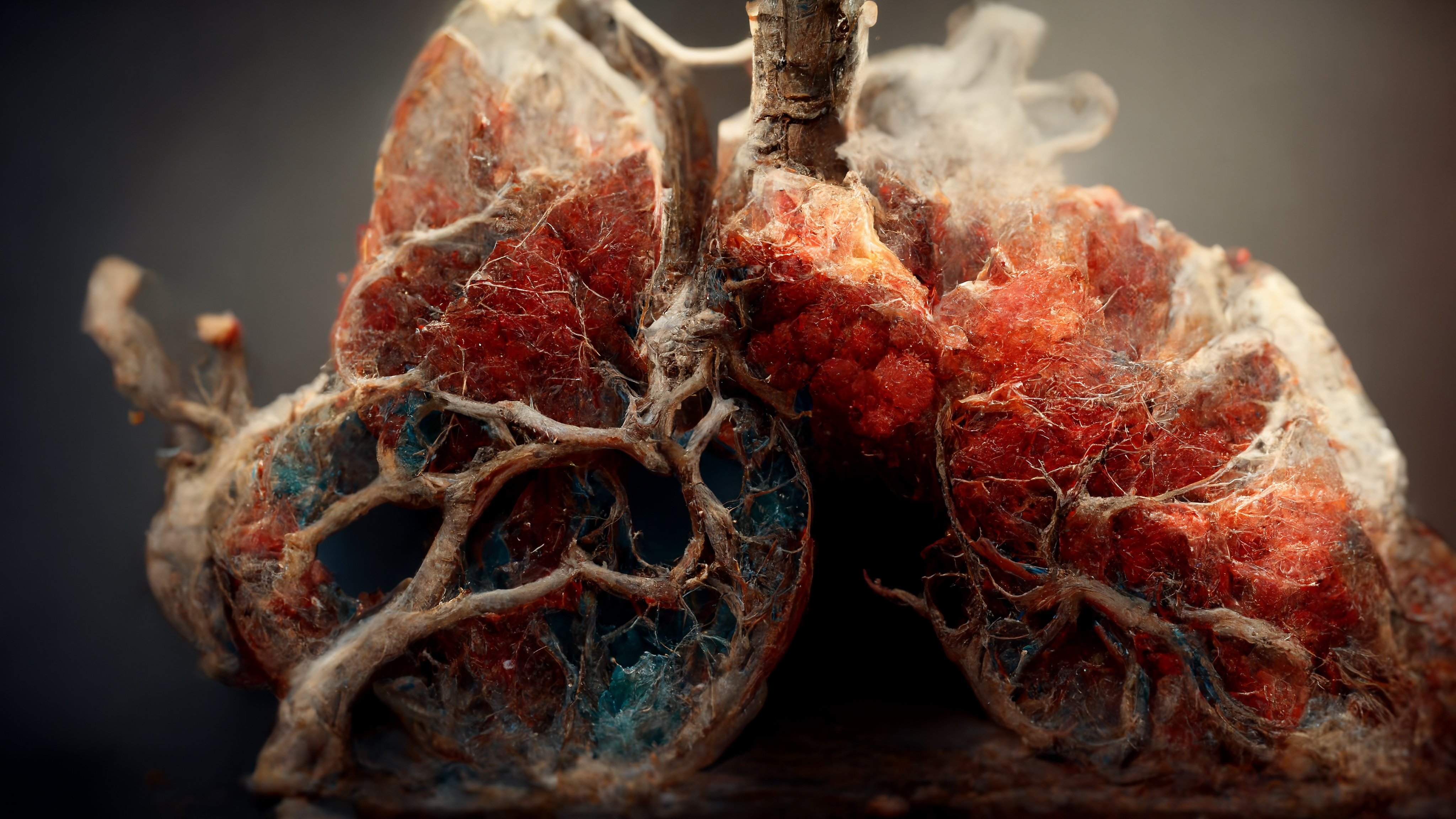 A detailed look at human lungs as a 3D render with smoke and fire around them showing the concept of what smoking does to your body. | Source: Getty Images