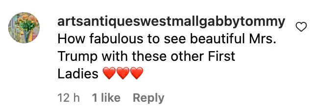 Fan comment about Melania Trump and the other former U.S. first ladies, dated November 28, 2023 | Source: Instagram/people