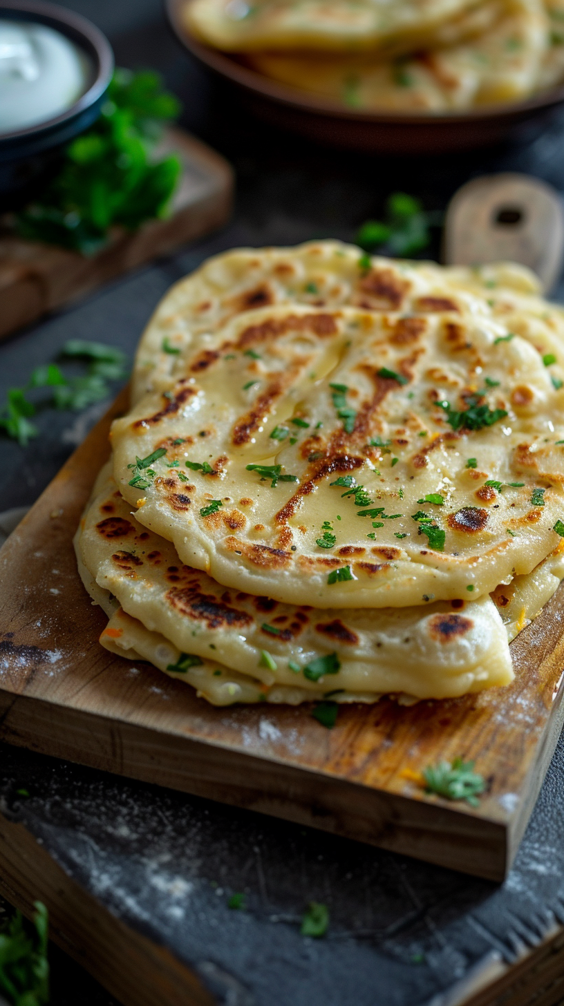 Flatbread on a board | Source: Midjourney