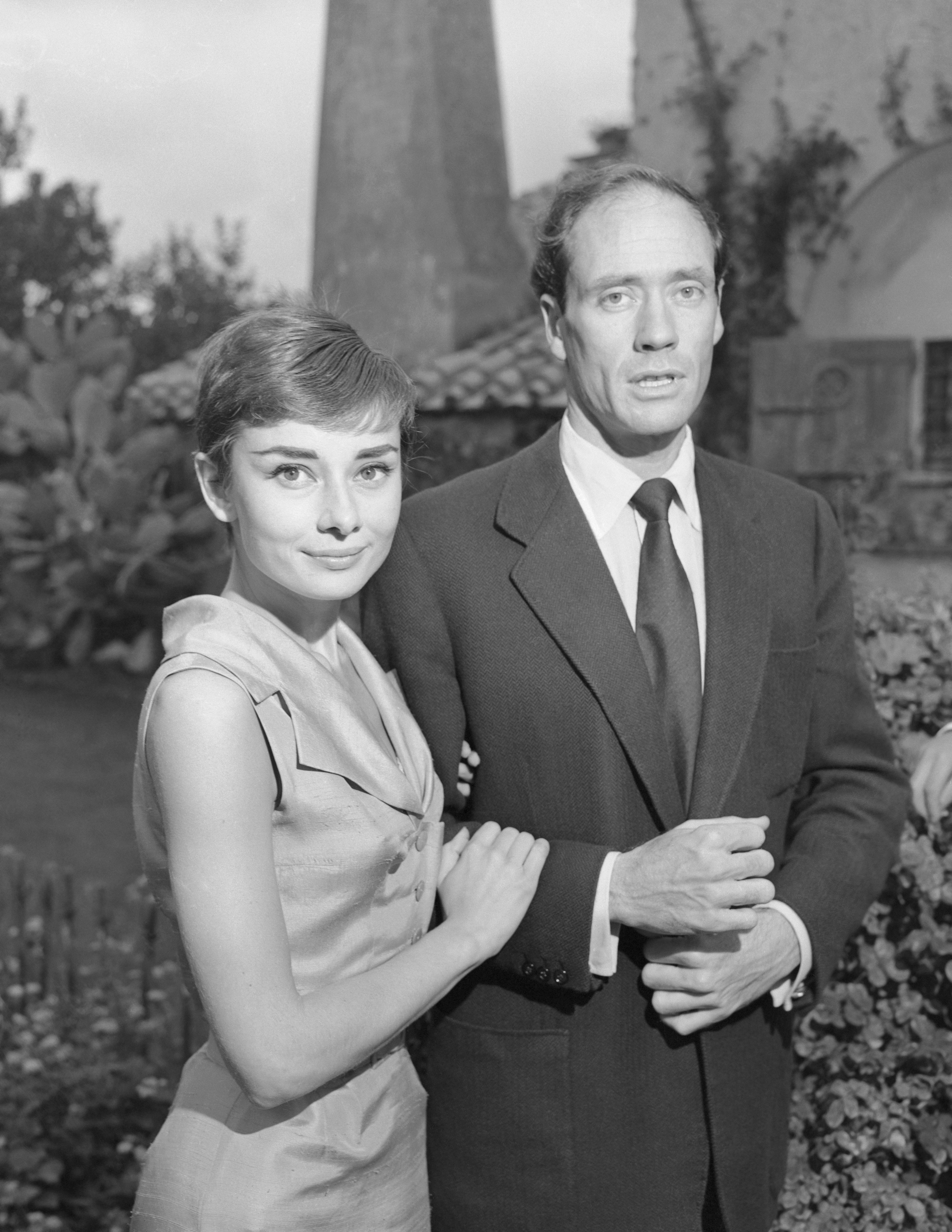 Actress Audrey Hepburn and her actor husband, Mel Ferrer, after their secret wedding in 1954 | Source: Getty Images