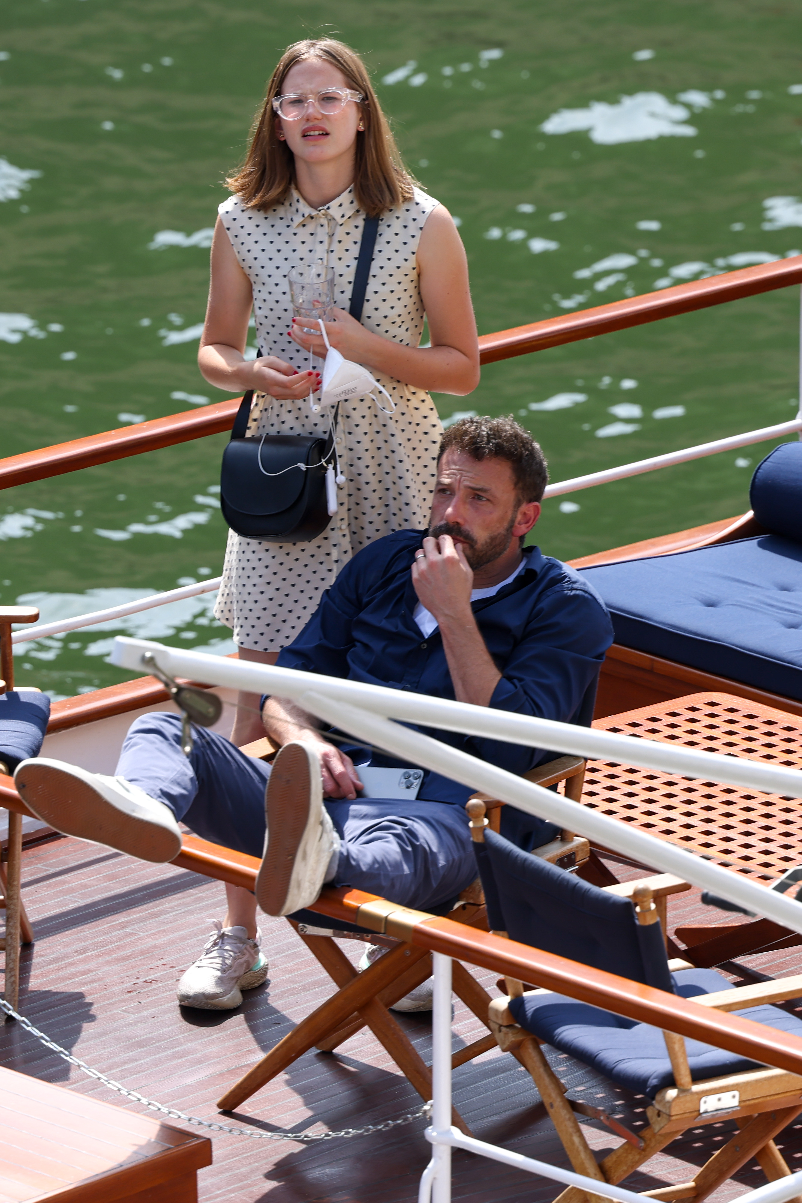 Violet and Ben Affleck spotted on a boat in Paris, France on July 23, 2022. | Source: Getty Images