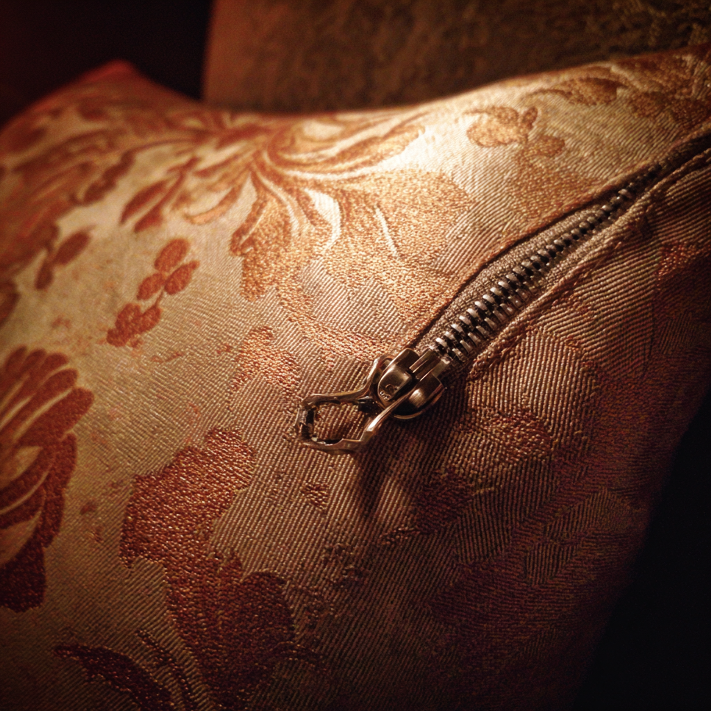 A silver zipper in a couch cushion | Source: Midjourney