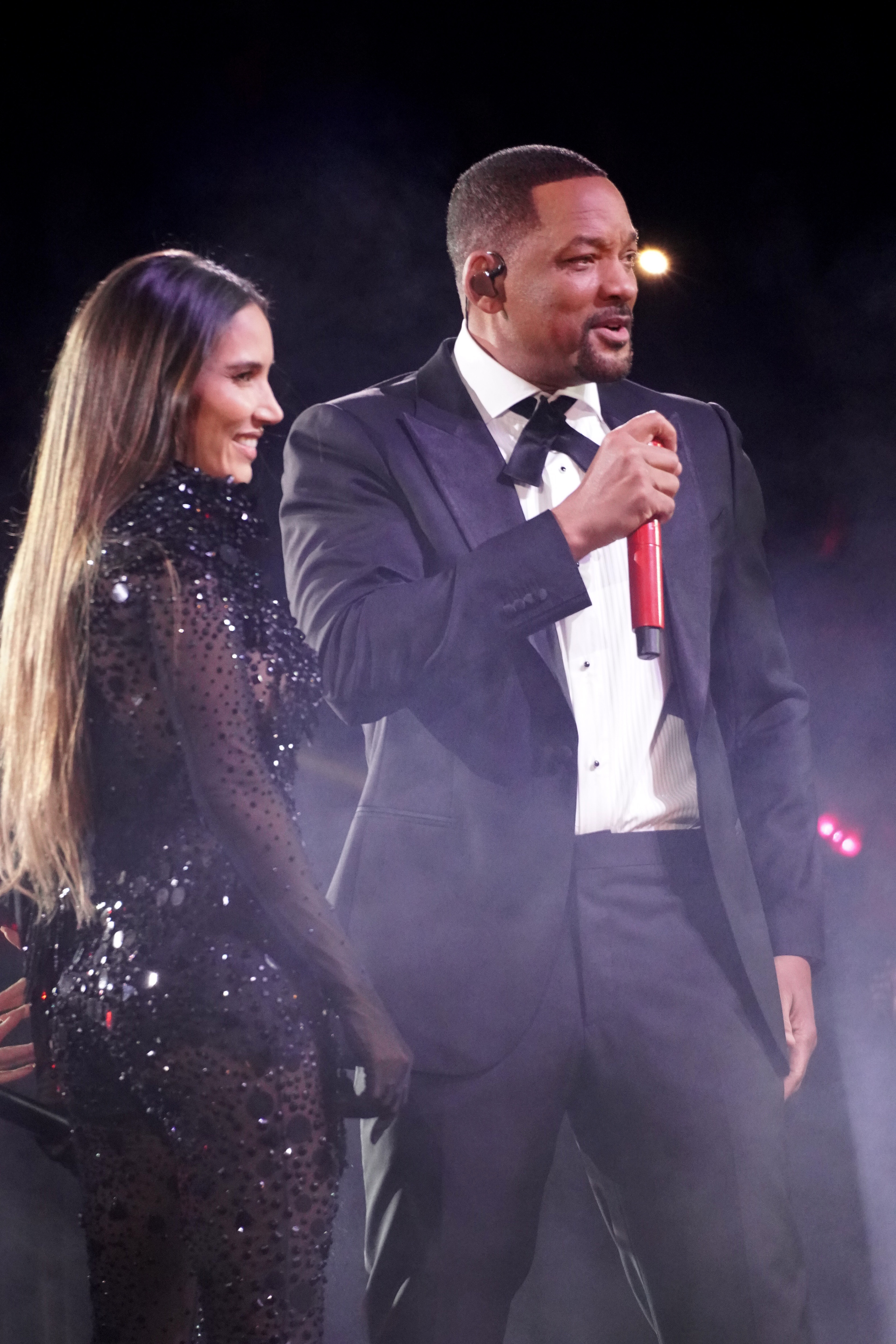 India Martínez and Will Smith perform onstage during Univision's 37th Premio Lo Nuestro in Miami, Florida on February 20, 2025 | Source: Getty Images