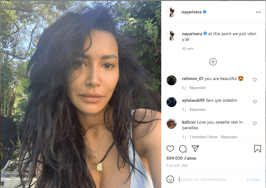Capture d'ecran compte Instagram Naya Rivera