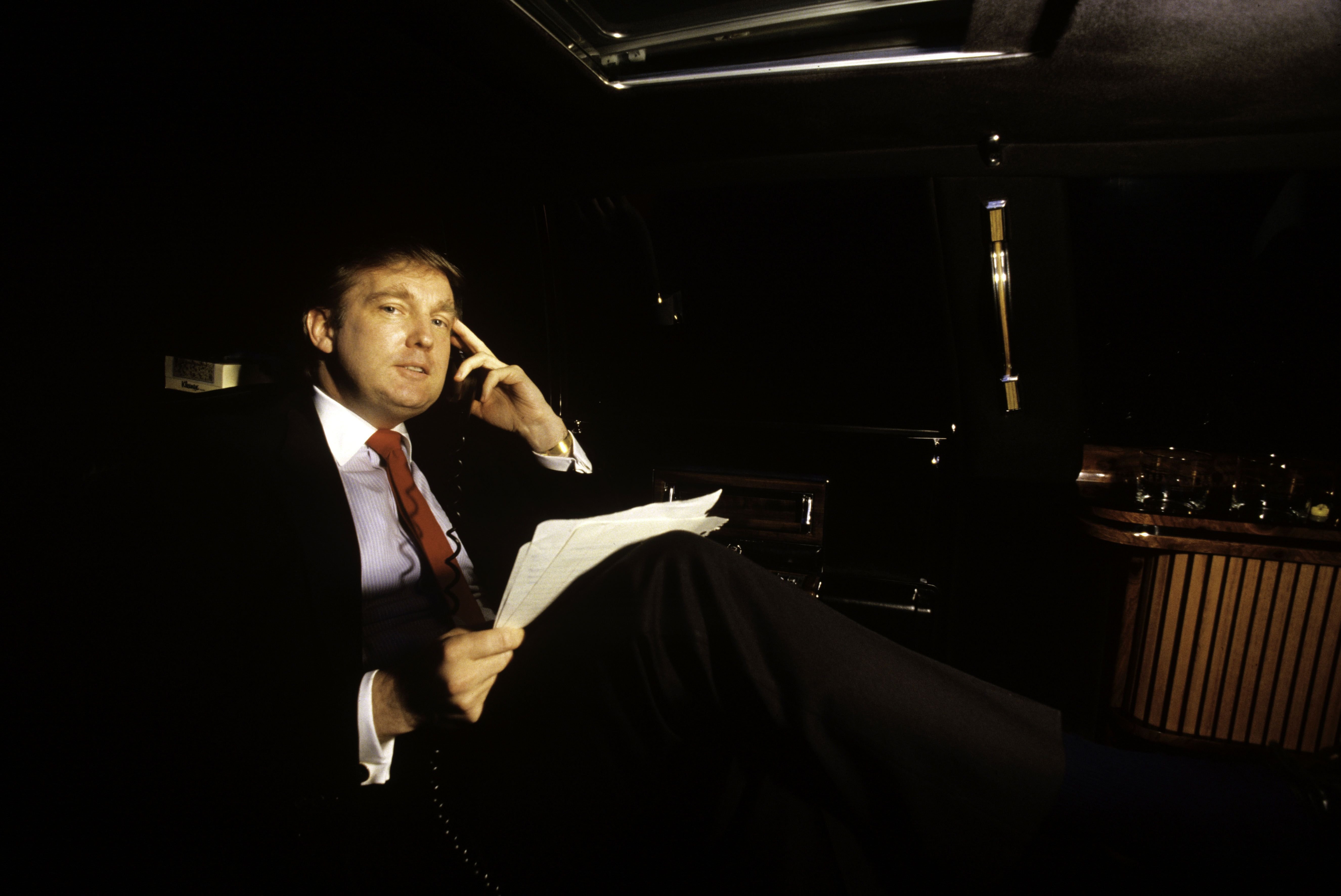 Donald Trump in his limousine, New York, circa 1985 | Source: Getty Images
