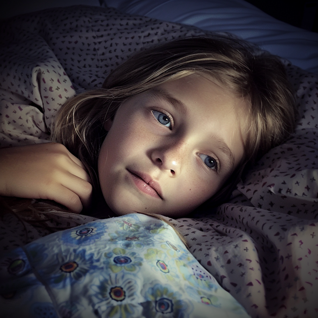A little girl tucked up in bed | Source: Midjourney