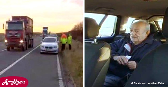Cops see 91-year-old man changing a tire on the highway and they learn he’s a true National hero