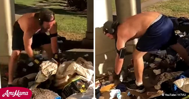 Man caught on video throwing homeless man's property in lake