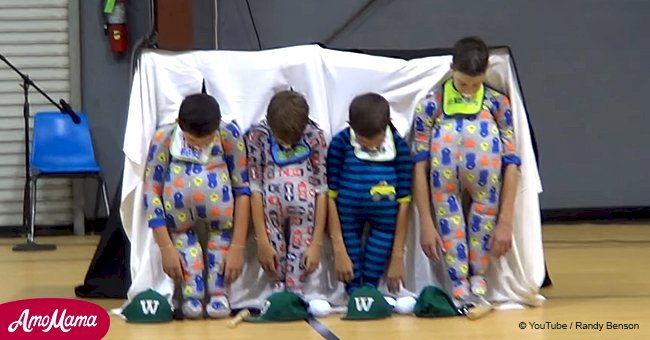 Fifth grade boys steal the spotlight at a school talent show with their hilarious performance