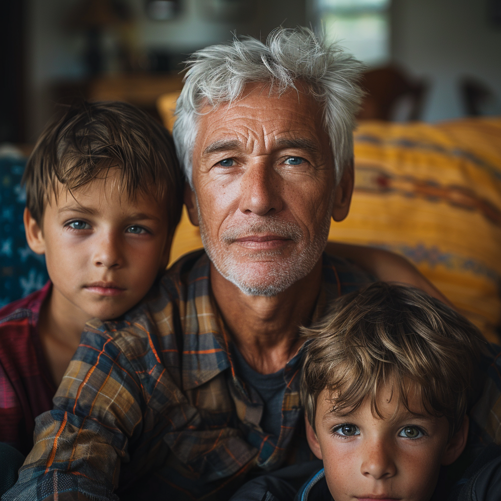 A grandfather and his two grandsons | Source: Midjourney