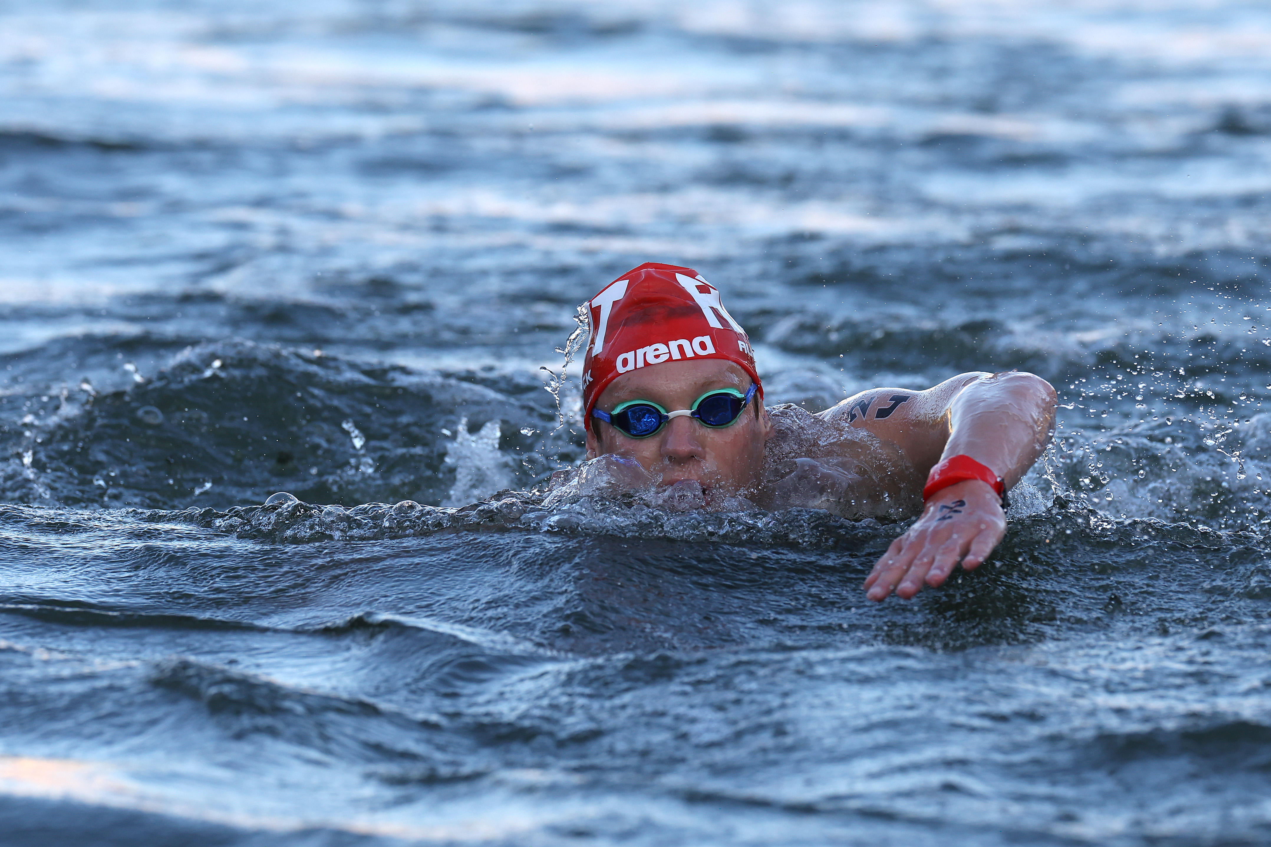 Felix Aubock competes in the Marathon Swimming Men's 10k at the Olympic Games Paris 2024 in Paris, France, on August 9, 2024 | Source: Getty Images