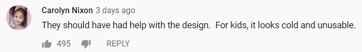 A comment on Architectural Digest's YouTube Channel about the Playhouse | Source: Youtube.com/Architectural Digest