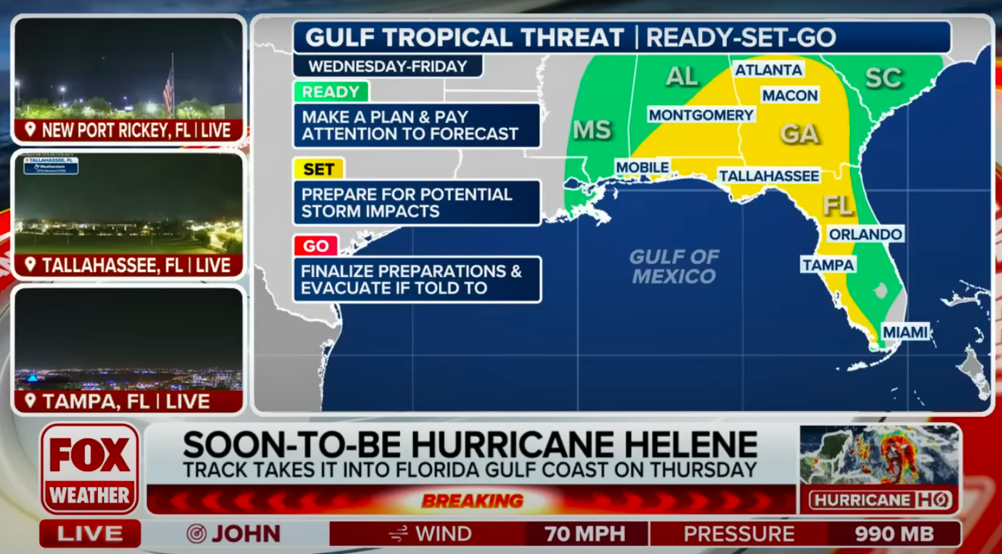 The forecast for Hurricane Helene, posted on September 24, 2024 | Source: YouTube/FOX Weather