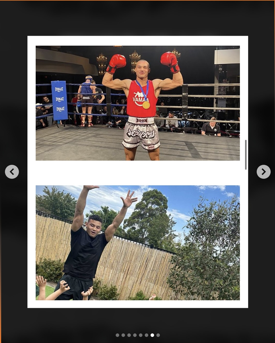 Jake Sendler is pictured in the boxing ring and playing outside on the field, in a photo shared on March 19, 2025 | Source: Instagram/australianmma_ | Instagram/matmastersacademy