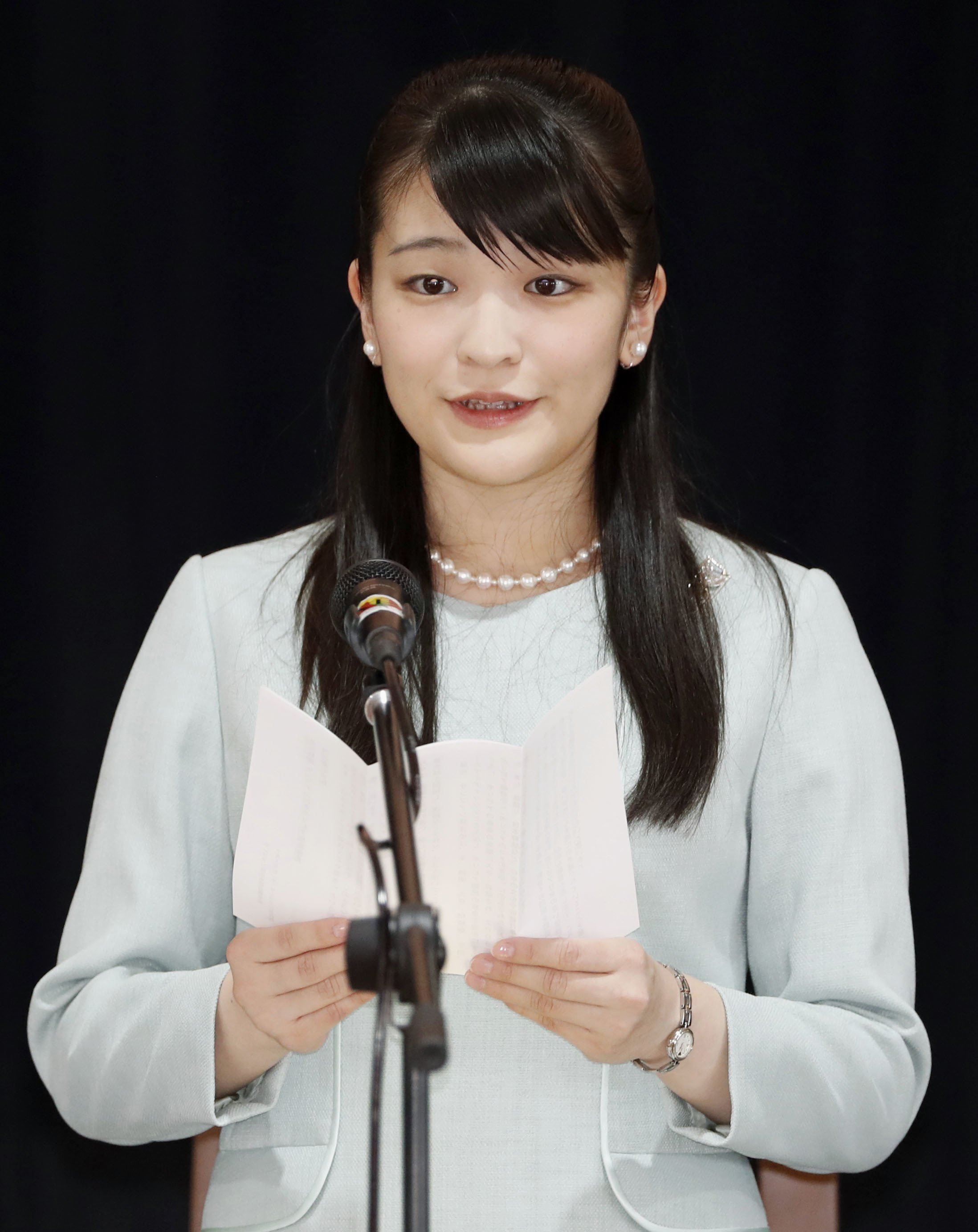 Japanese Princess Mako speaks at a luncheon to welcome her held at a community hall in San Juan, Bolivia, on July 18, 2019 | Source: Getty Images