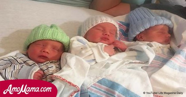 Mom struggle to handle triplets after birth. Several days later, 3 strangers 'knock on her door'