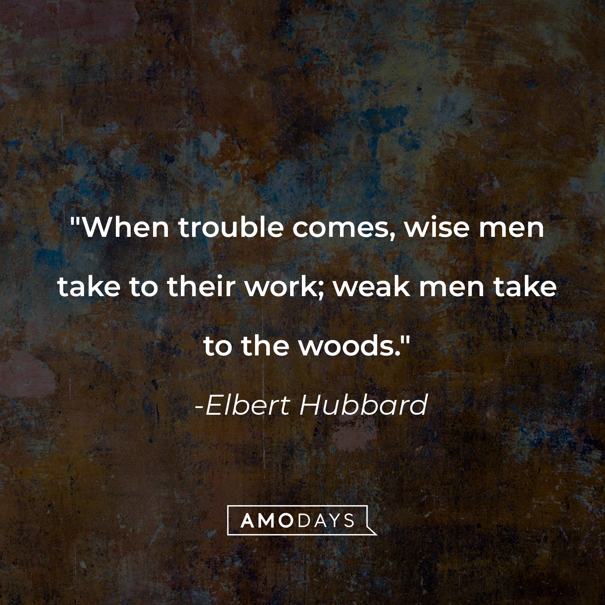 Elbert Hubbard's quote: "When trouble comes, wise men take to their work; weak men take to the woods." | Image: AmoDays