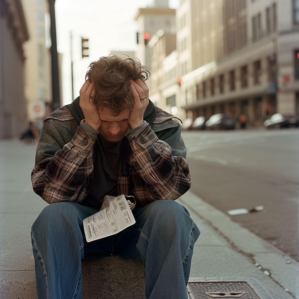 A man holding his head | Source: Midjourney