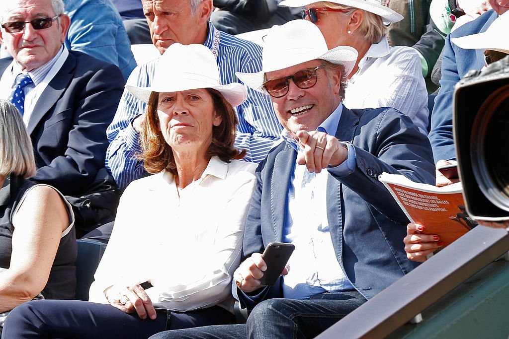 Michel Leeb et son épouse Béatrice assistent au match final au cours de la journée 7 du BNP Paribas Masters. Tenue au Palais Omnisports de Bercy le 2 novembre 2014 à Paris, France. 
