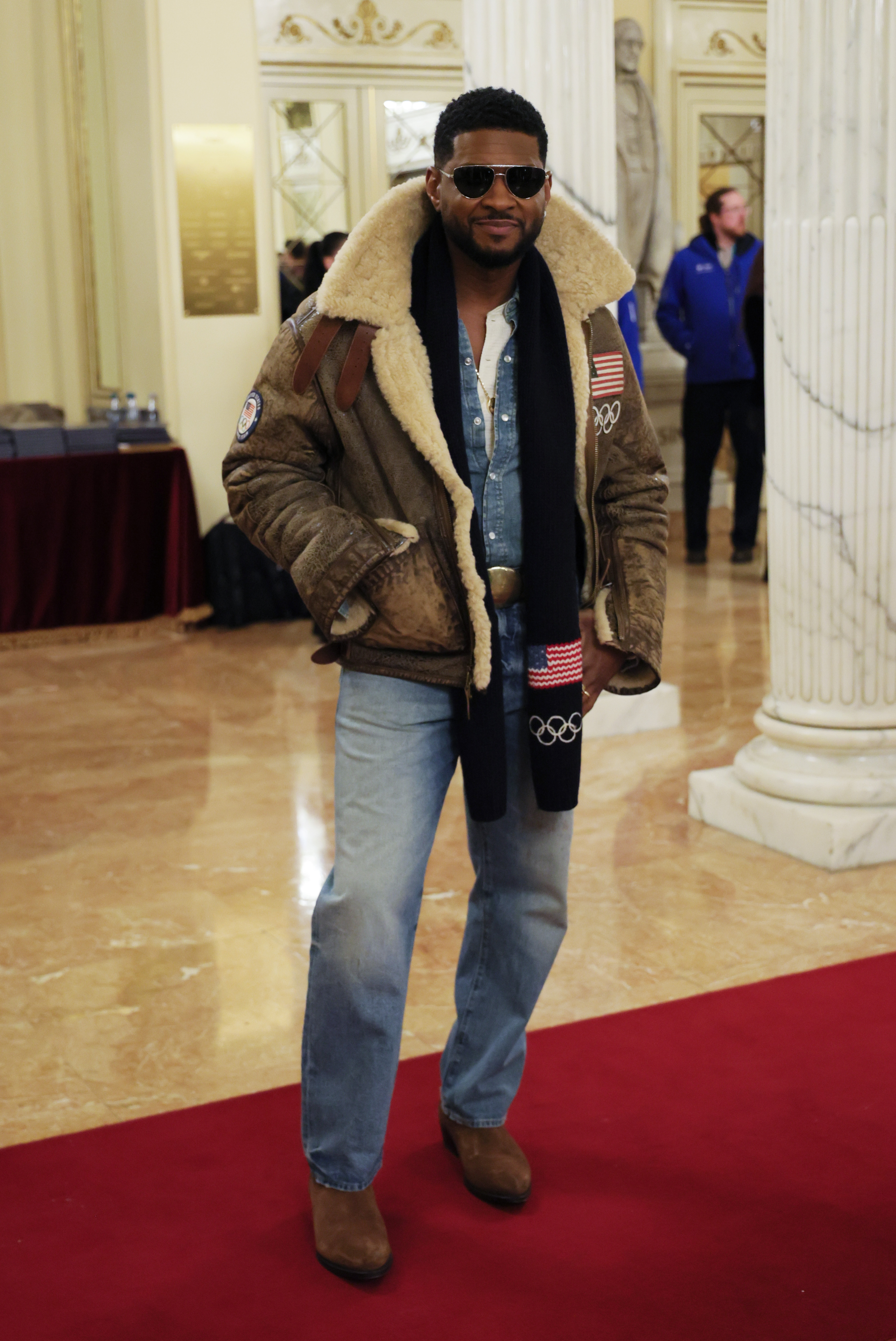 Usher Raymond arrives on the red carpet for the Winter Olympics opening ceremony at Teatro Alla Scala on February 6, 2026, in Milan, Italy | Source: Getty Images