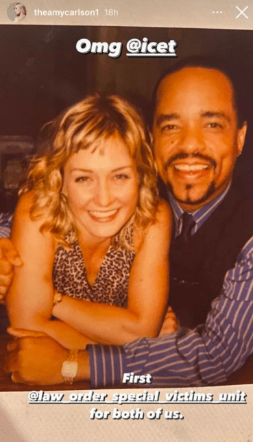 Amy Carlson’s throwback post with former castmate Ice-T on Instagram Story in July 2021 | Photo: Instagram Story/theamycarlson1