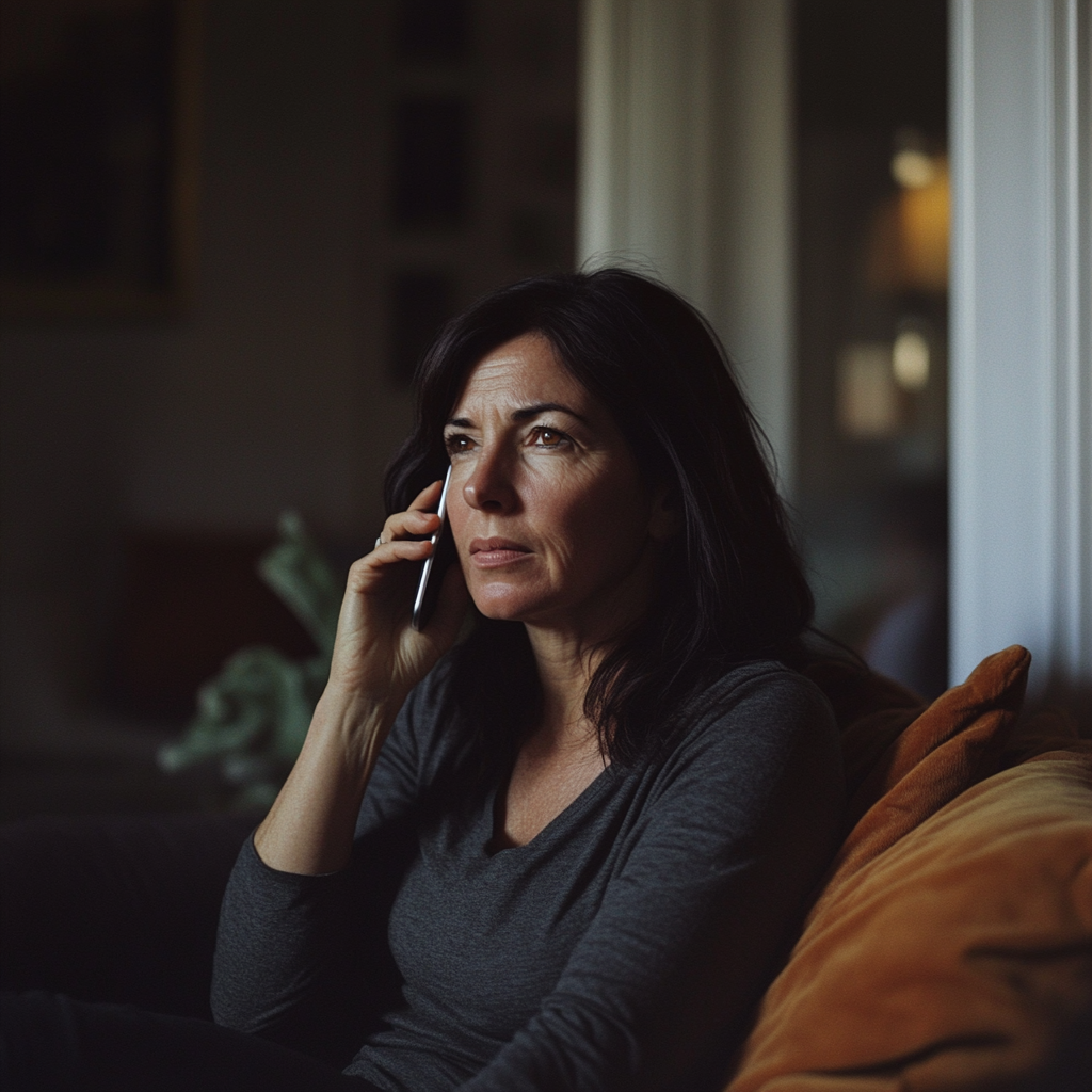 A serious woman talking on her phone | Source: Midjourney