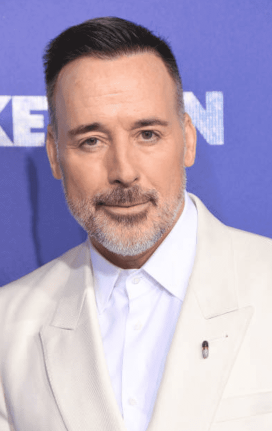 David Furnish poses in a monochrome suit at the premiere of "Rocketman," at Alice Tully Hall, on May 29, 2019, New York | Source: Getty Images (Photo by Michael Loccisano/FilmMagic)