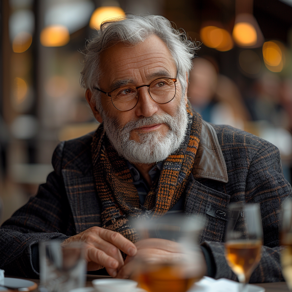 Man sitting at the table in a restaurant | Source: Midjourney