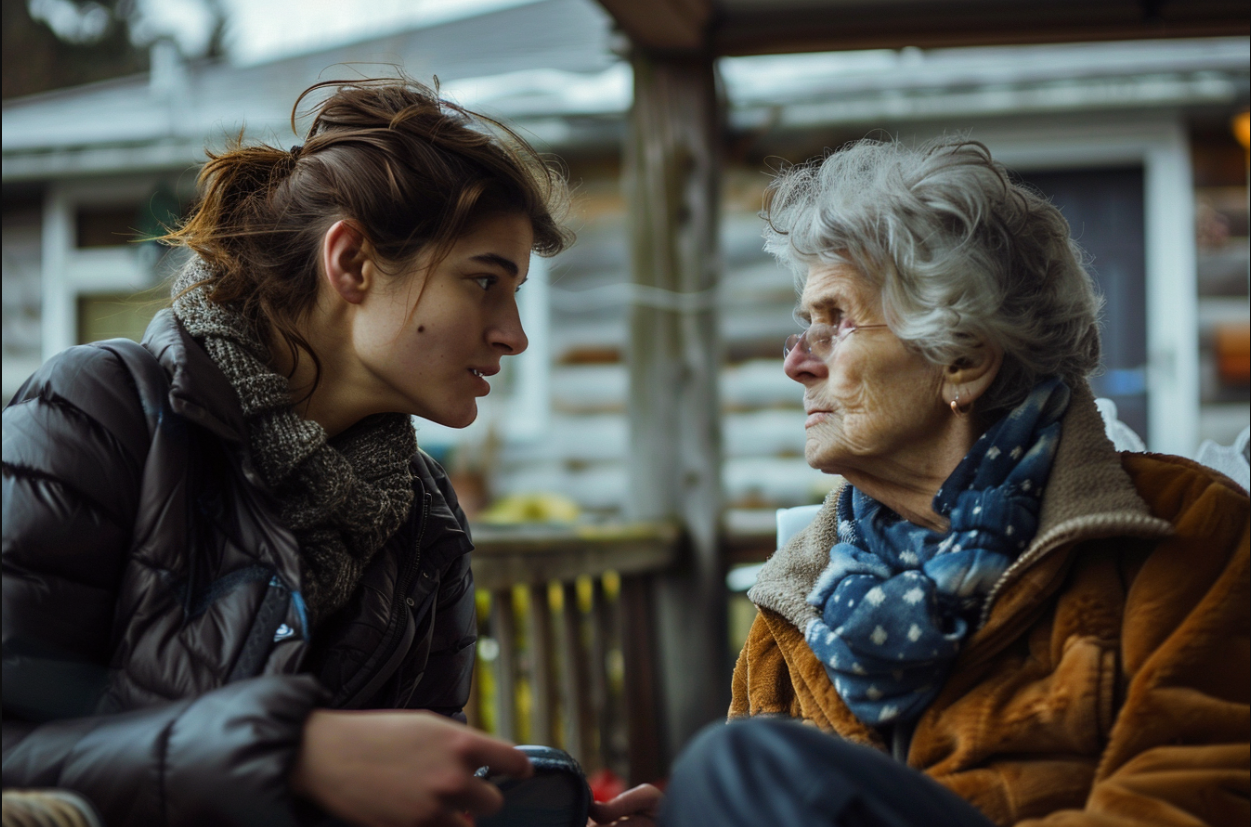 Two women speaking | Source: MidJourney