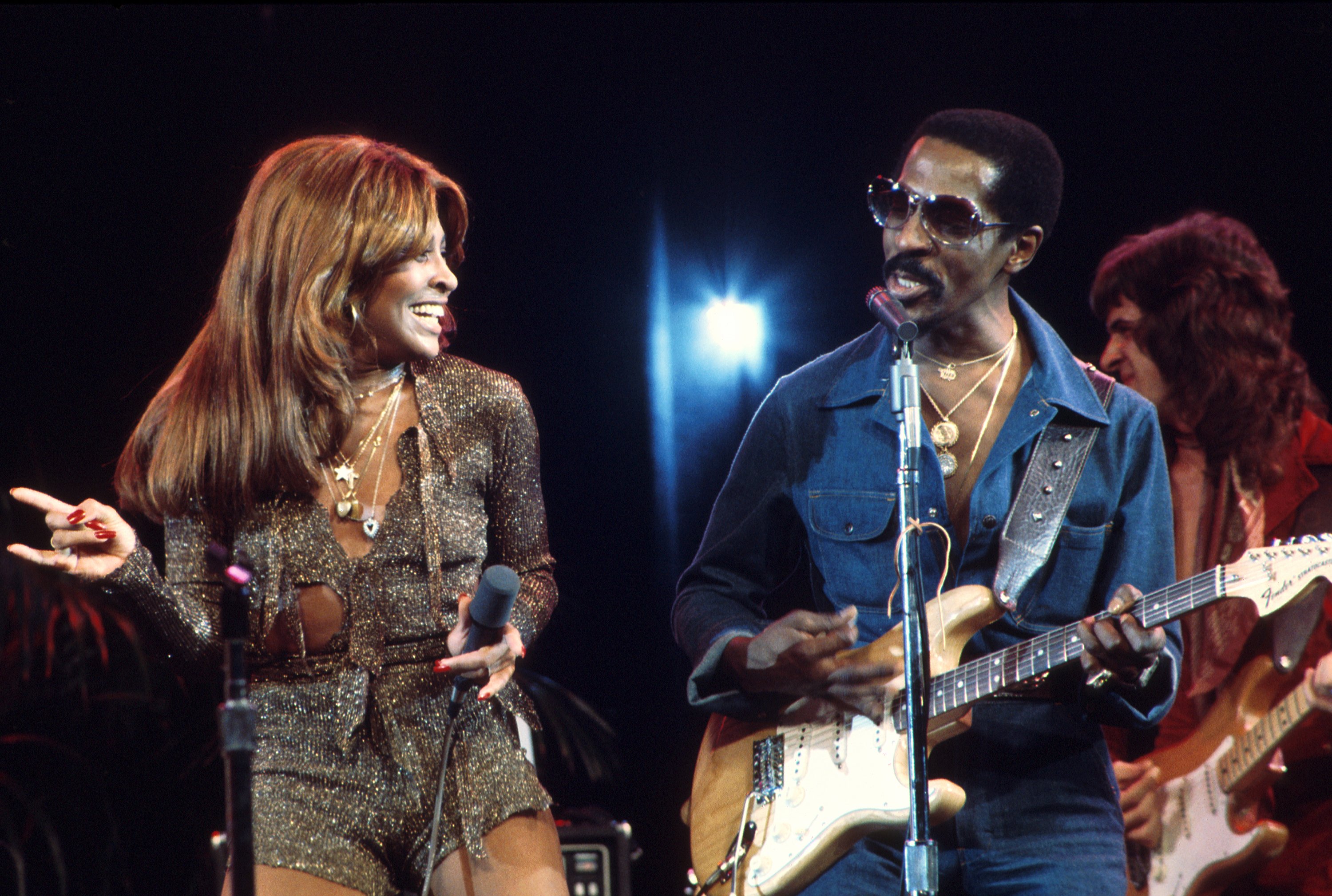 Ike and Tina Turner performing with the Ike And Tina Turner Revue on the American TV music show, 'Don Kirshner's Rock Concert', recorded in Los Angeles, California and aired on 12th March 1976. | Source: Getty Images 