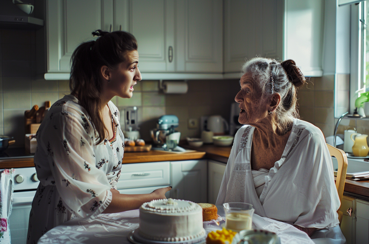 Two women arguing in a kitchen | Source: Midjourney