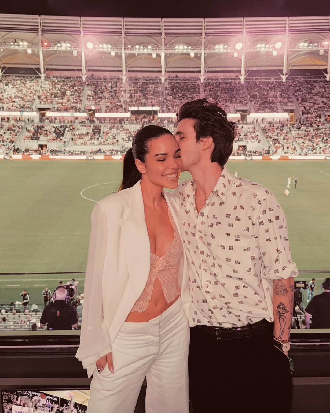 Jackie Apostel and Cruz Beckham attend the stadium's ribbon-cutting ceremony prior to the MLS match between Inter Miami CF and Austin FC at Nu Stadium on 4 April 2026 in Miami, Florida. | Source: Instagram/jackie.apostel