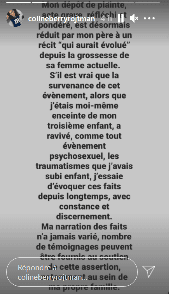 Story de Coline. | Photo : Instagram/ colineberryrojtman