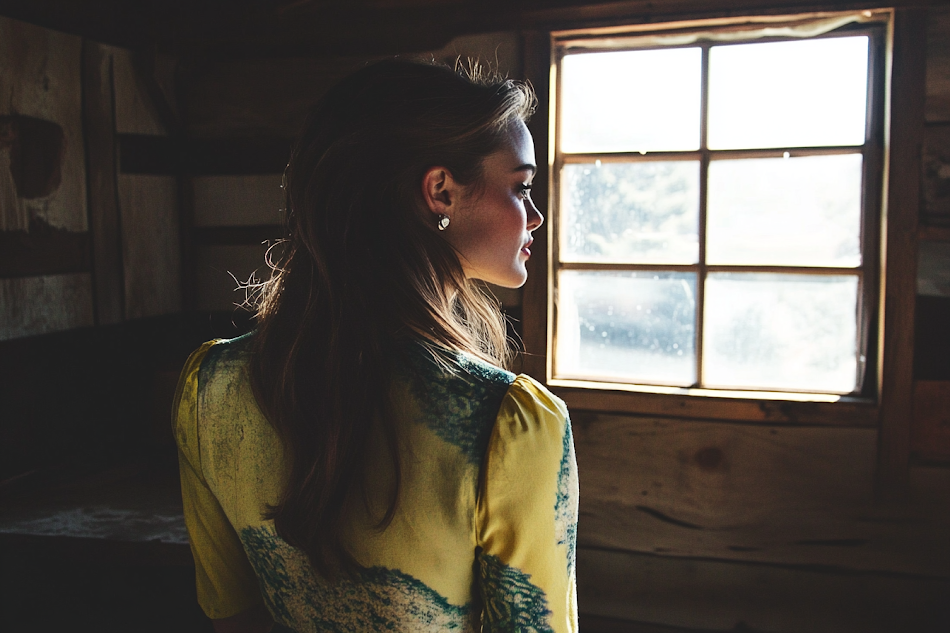 An elegant woman in a shabby building | Source: Midjourney