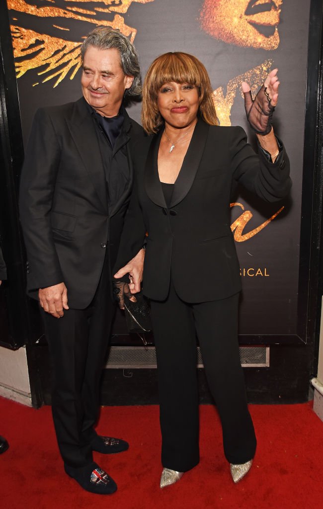 Erwin Bach and Tina Turner arrive at the press night performance of "Tina: The Tina Turner Musical" at the Aldwych Theatre on April 17, 2018 in London, England. | Source: Getty Images