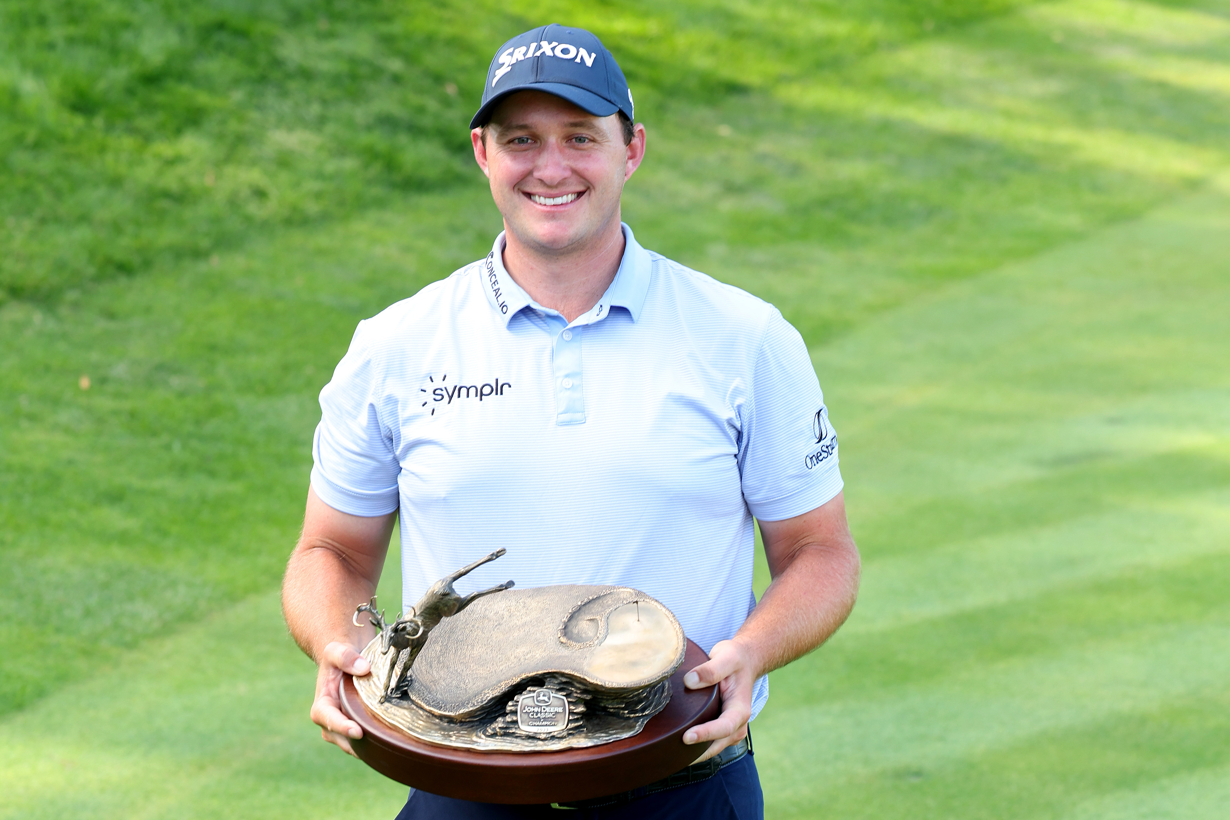 Sepp Straka poses with the trophy after winning the John Deere Classic at TPC Deere Run on July 9, 2023, in Silvis, Illinois. | Source: Getty Images