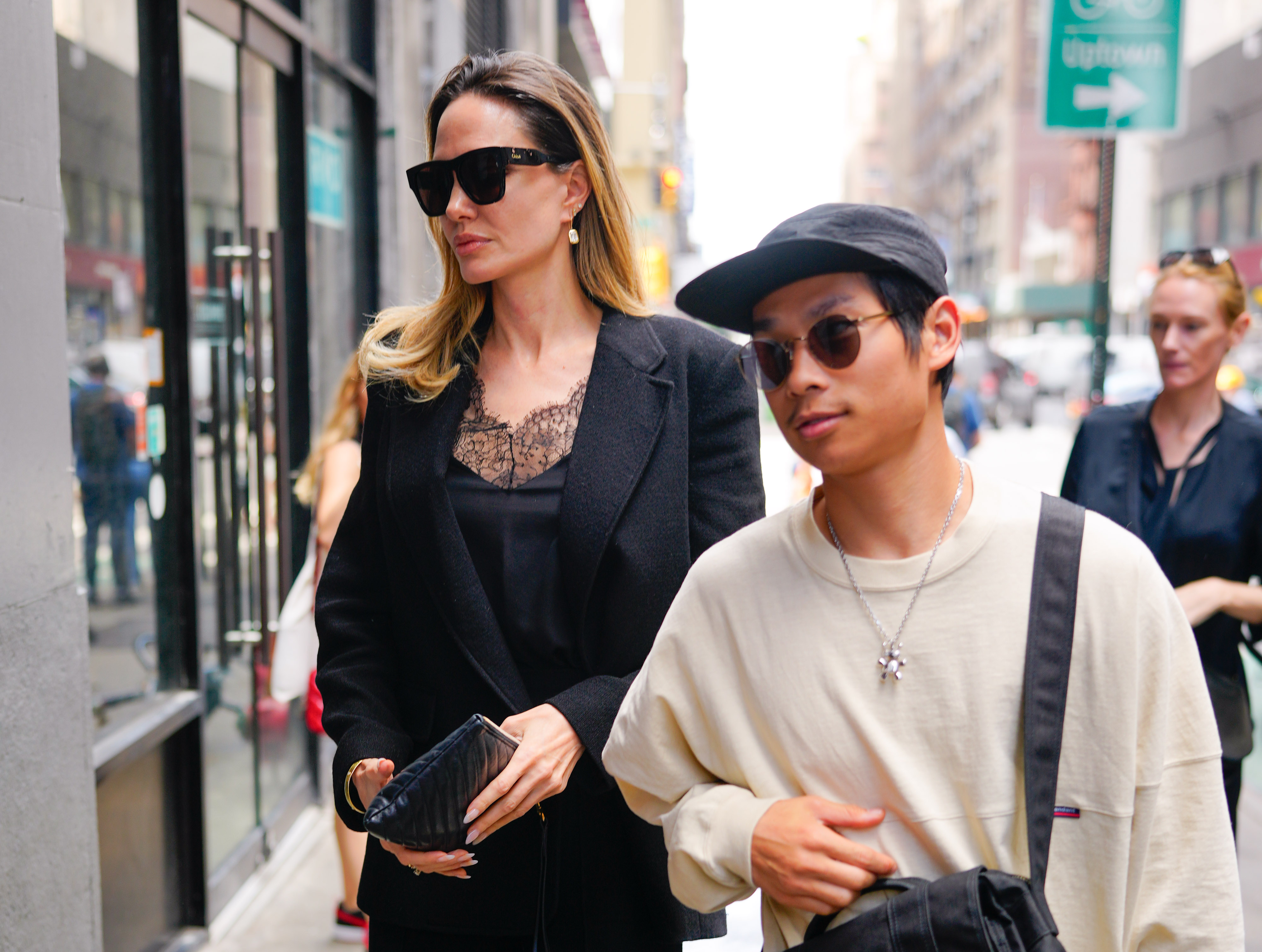 Angelina Jolie and Pax Jolie-Pitt are seen on August 16, 2023 in New York City | Source: Getty Images