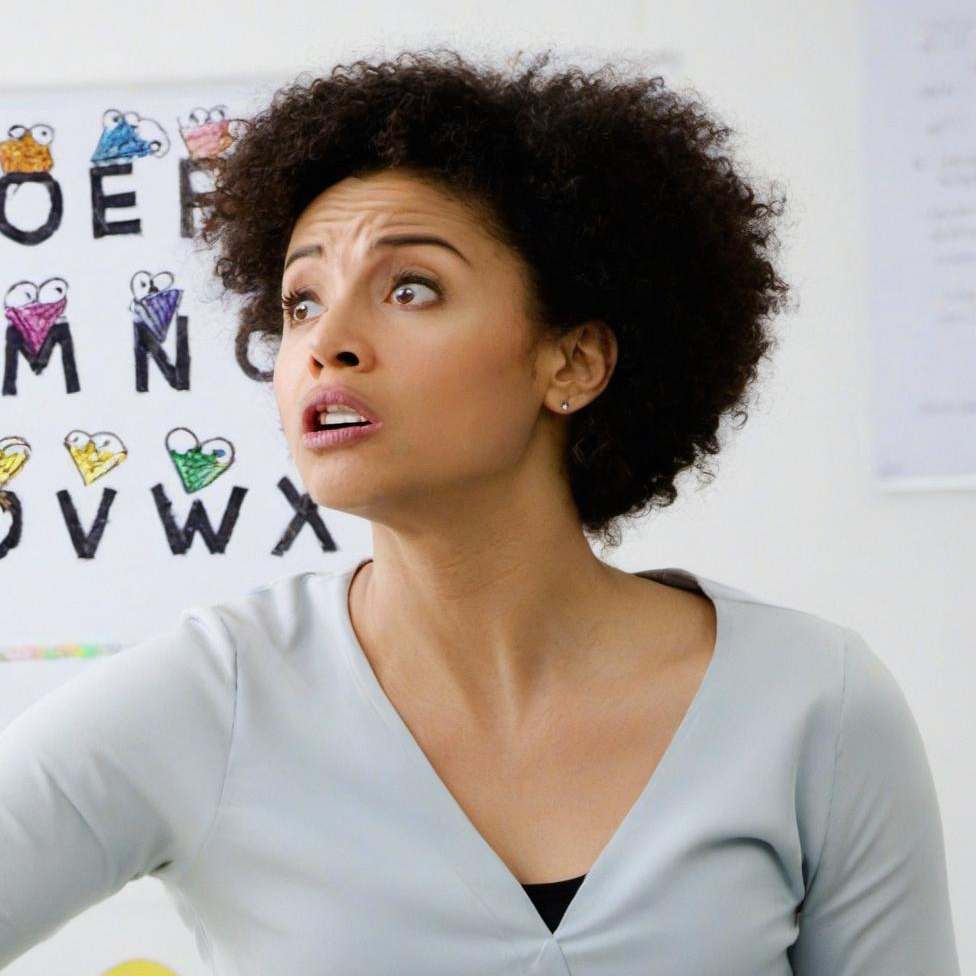 A teacher in a classroom, looking very surprised | Source: Midjourney