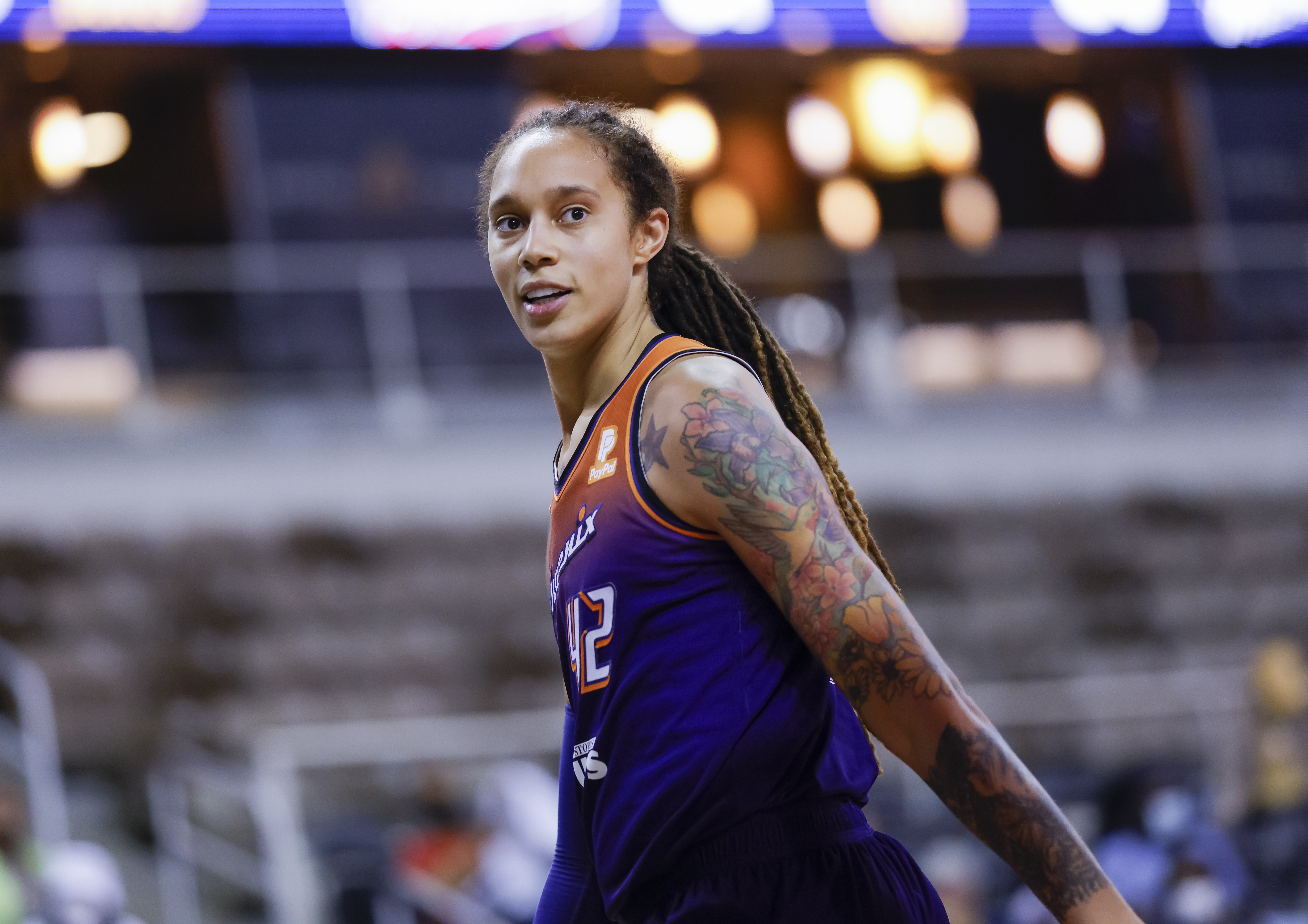 Brittney Griner of the Phoenix Mercury during the game against the Indiana Fever on September 6, 2021, in Indianapolis, Indiana. | Source: Getty Images